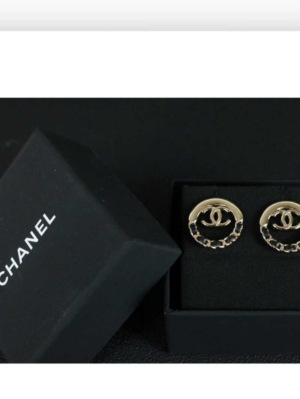 Chanel 2022 Studded Pierced Earrings with Leather Braided Gold Tone LIKE NEW! - Picture 10 of 10